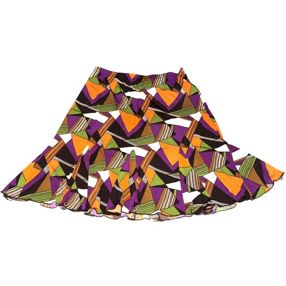 Briggs New York Vintage Inspired Geometric Flare Skirt Abstract Midi Style Sz M - Picture 11 of 12